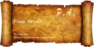 Popp Arnó névjegykártya
